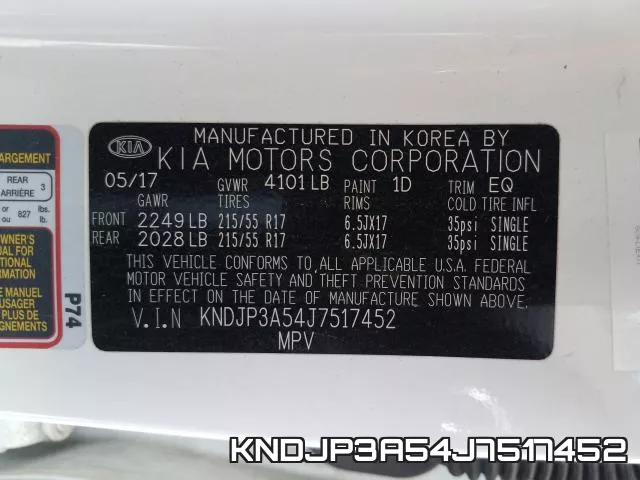 KNDJP3A54J7517452 фото 2