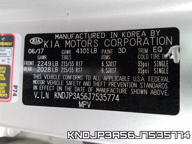 KNDJP3A56J7535774 фото 2