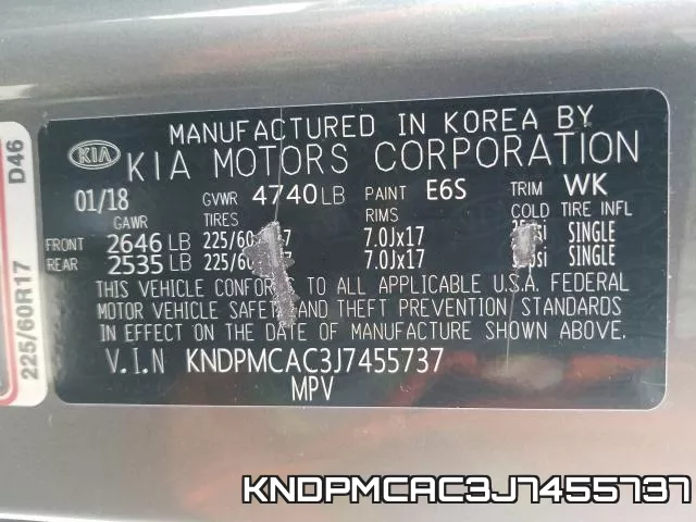 KNDPMCAC3J7455737 фото 2