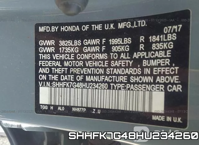 SHHFK7G48HU234260 фото 10