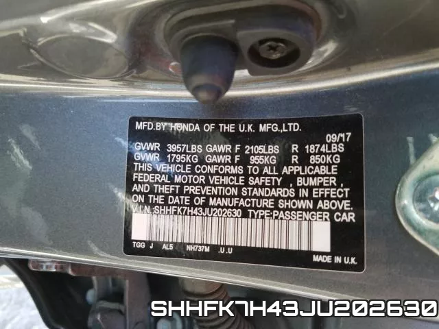 SHHFK7H43JU202630 фото 2