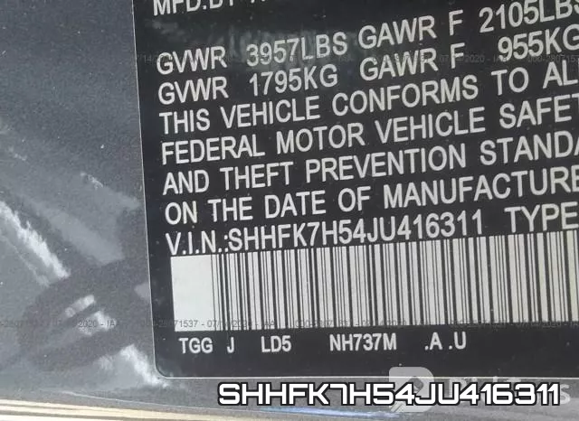 SHHFK7H54JU416311 фото 10