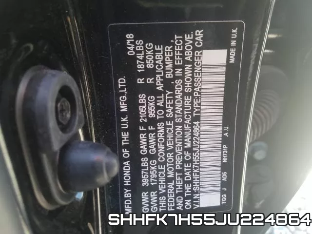 SHHFK7H55JU224864 фото 2