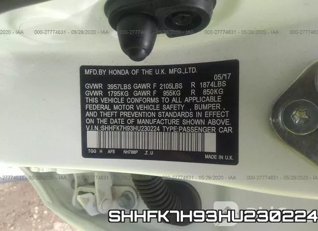 SHHFK7H93HU230224 фото 10