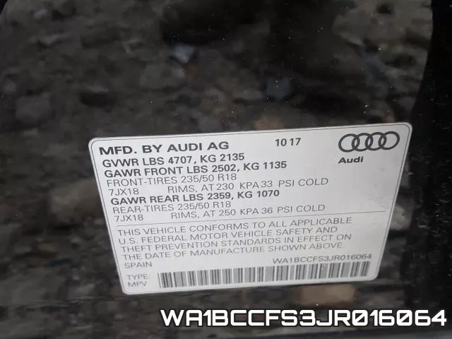 WA1BCCFS3JR016064 фото 2