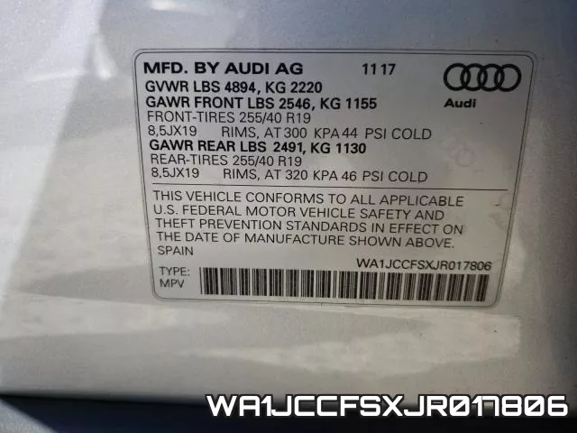 WA1JCCFSXJR017806 фото 2