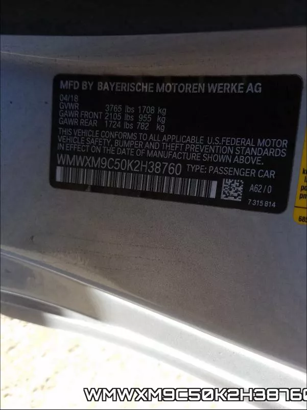 WMWXM9C50K2H38760 фото 2