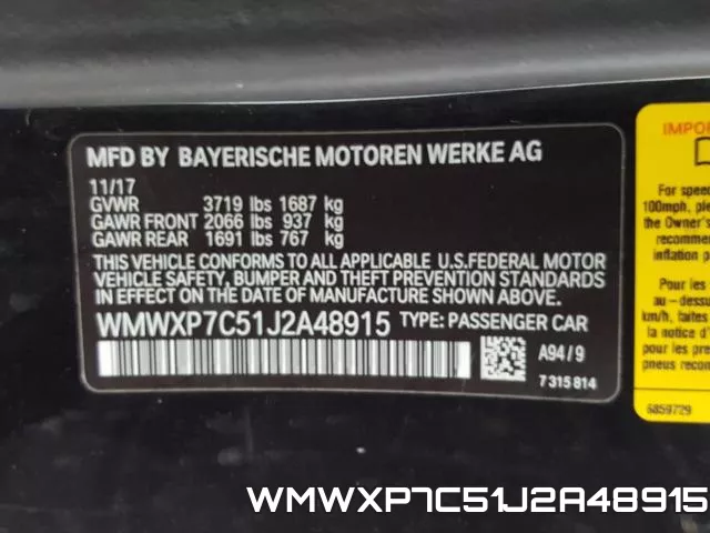 WMWXP7C51J2A48915 фото 2