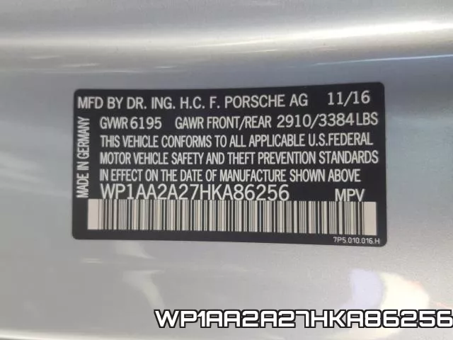 WP1AA2A27HKA86256 фото 2