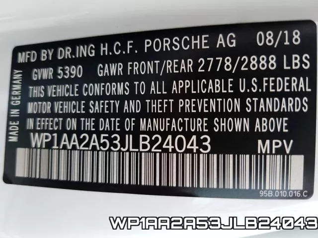 WP1AA2A53JLB24043 фото 2