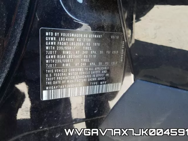 WVGAV7AX7JK004591 фото 2