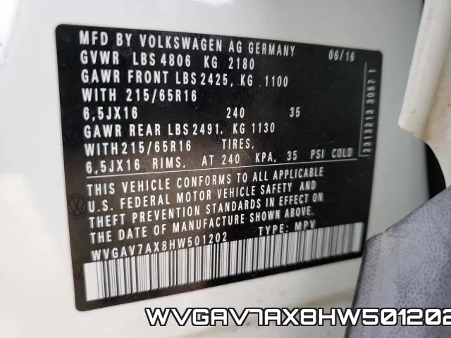 WVGAV7AX8HW501202 фото 2