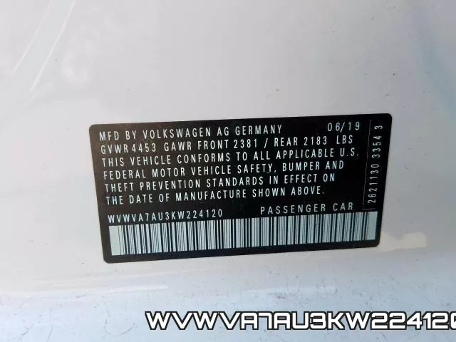 WVWVA7AU3KW224120 фото 2