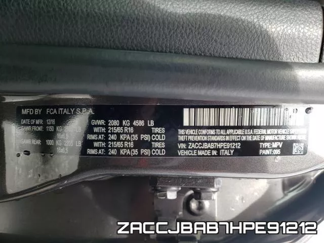 ZACCJBAB7HPE91212 фото 2