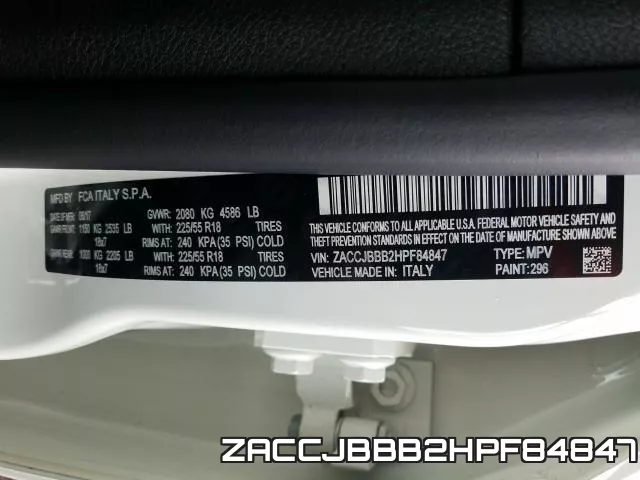 ZACCJBBB2HPF84847 фото 2