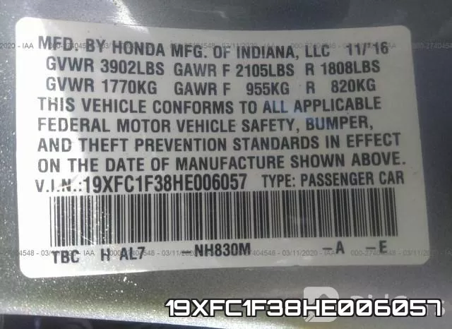 19XFC1F38HE006057 фото 10