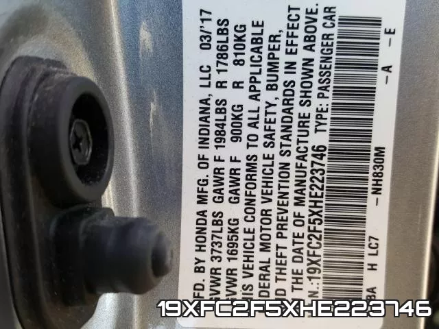 19XFC2F5XHE223746 фото 2