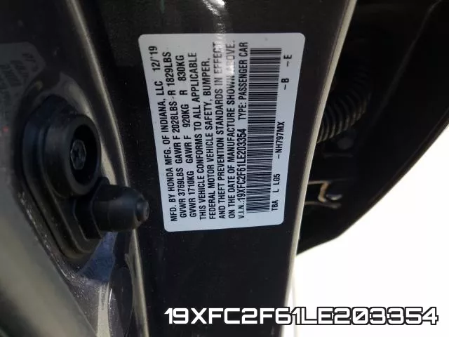 19XFC2F61LE203354 фото 2