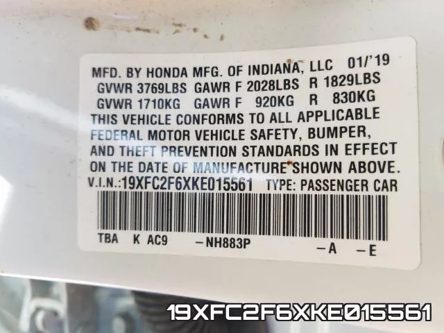 19XFC2F6XKE015561 фото 2