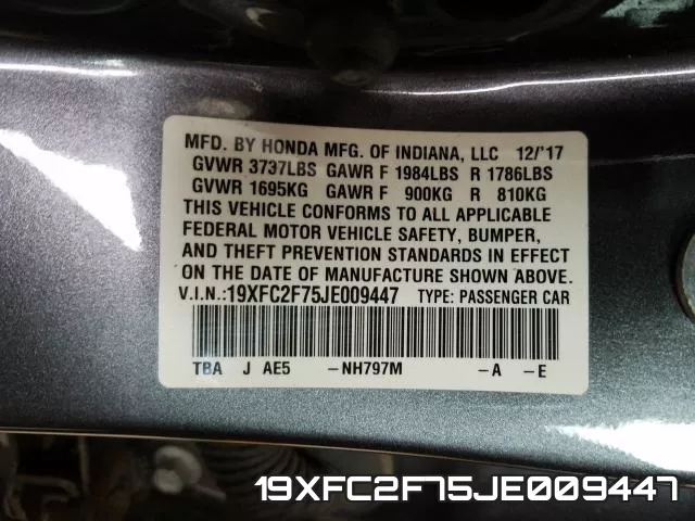19XFC2F75JE009447 фото 2