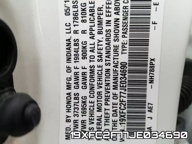 19XFC2F77JE034690 фото 2
