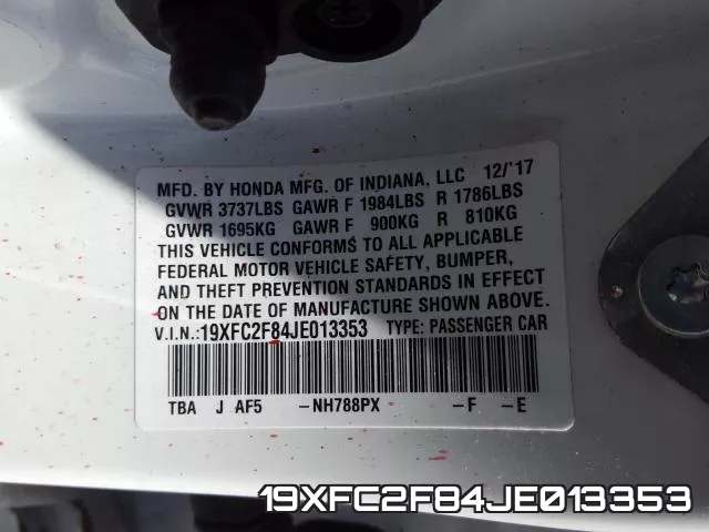 19XFC2F84JE013353 фото 2