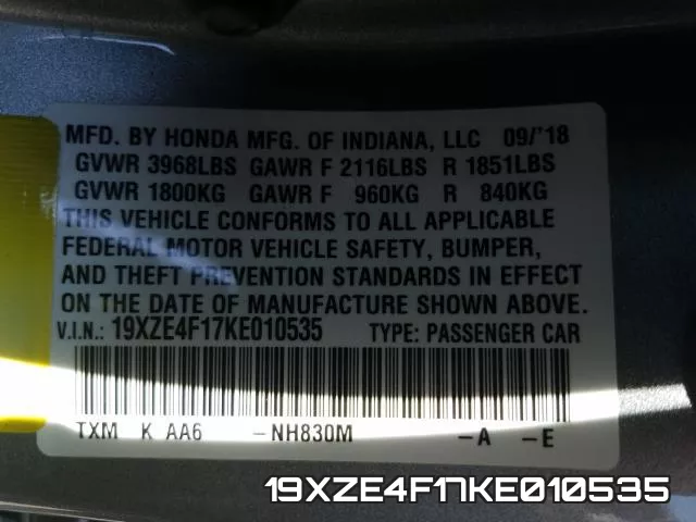 19XZE4F17KE010535 фото 2