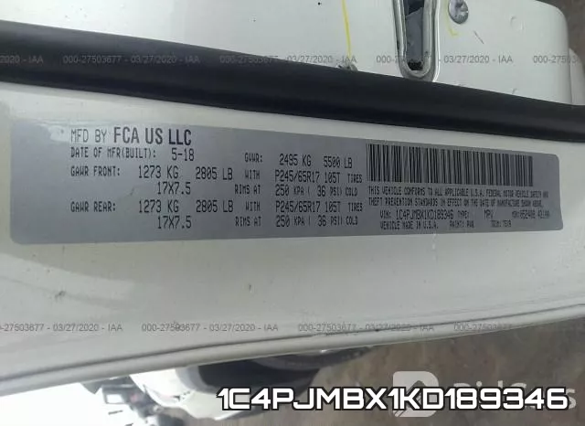 1C4PJMBX1KD189346 фото 10