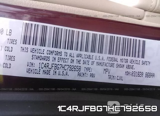 1C4RJFBG7HC792658 фото 10