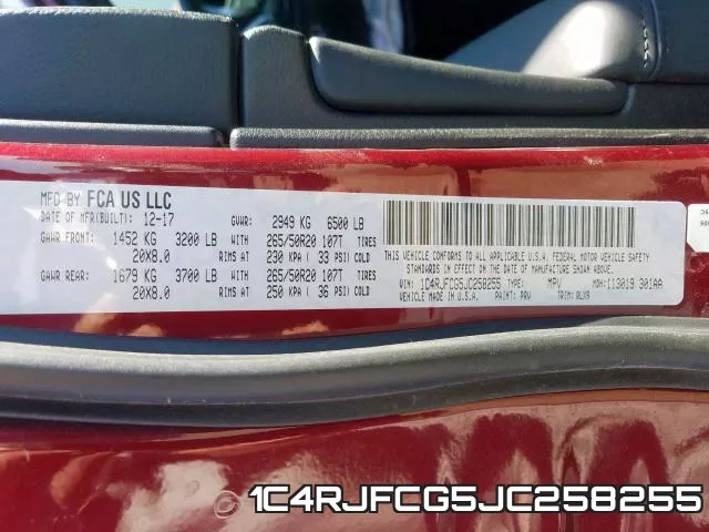 1C4RJFCG5JC258255 фото 2
