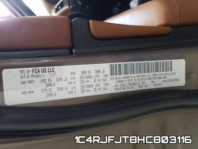 1C4RJFJT8HC803116 фото 2
