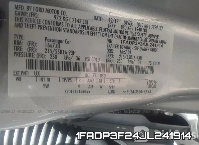1FADP3F24JL241914 фото 10