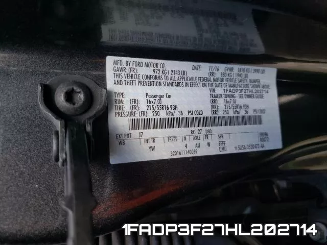 1FADP3F27HL202714 фото 2