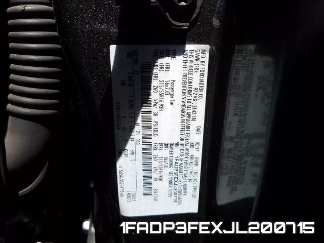 1FADP3FEXJL200715 фото 2
