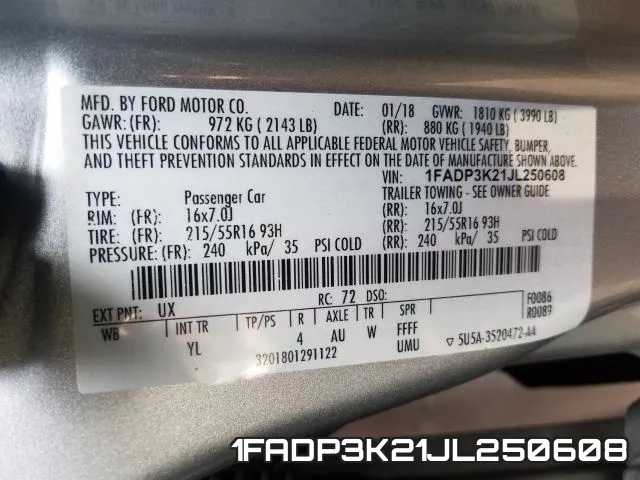 1FADP3K21JL250608 фото 2