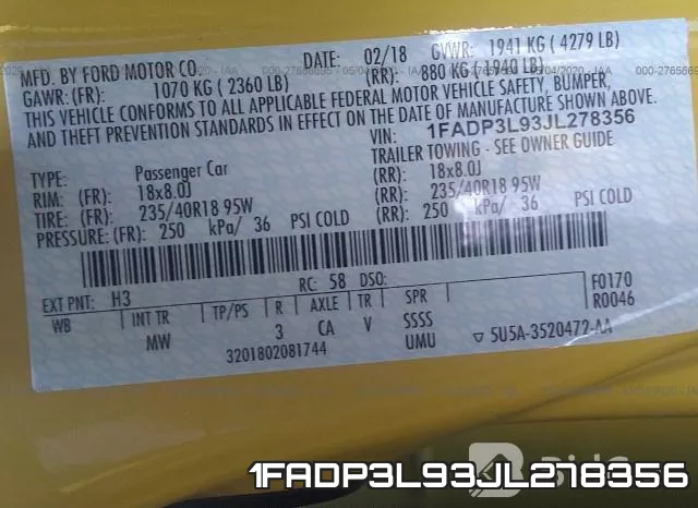 1FADP3L93JL278356 фото 10