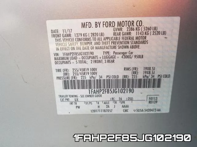 1FAHP2F85JG102190 фото 2