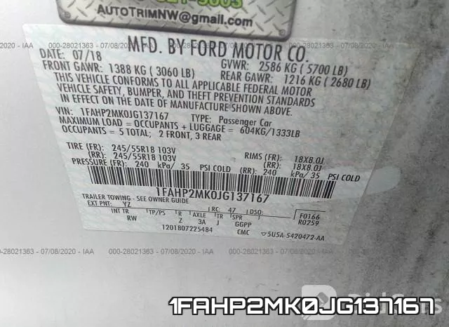 1FAHP2MK0JG137167 фото 10