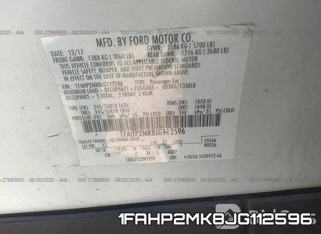1FAHP2MK8JG112596 фото 10