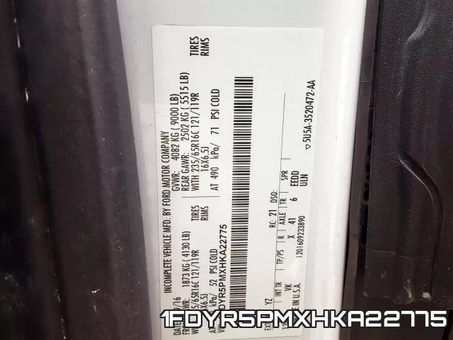 1FDYR5PMXHKA22775 фото 2