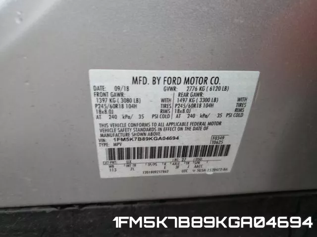 1FM5K7B89KGA04694 фото 2