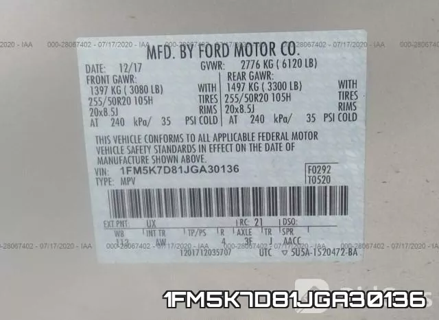 1FM5K7D81JGA30136 фото 10