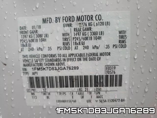 1FM5K7D83JGA76289 фото 2