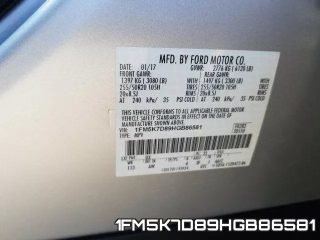 1FM5K7D89HGB86581 фото 2