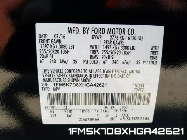 1FM5K7D8XHGA42621 фото 2