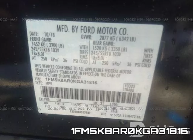 1FM5K8AR0KGA31816 фото 10