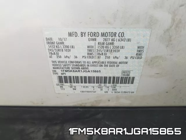 1FM5K8AR1JGA15865 фото 2