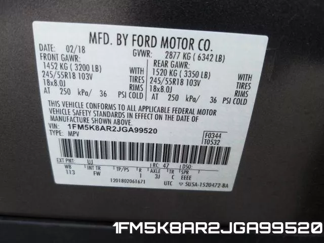 1FM5K8AR2JGA99520 фото 2