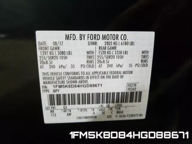 1FM5K8D84HGD88671 фото 2