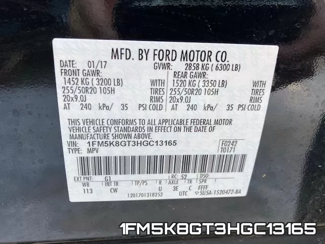 1FM5K8GT3HGC13165 фото 2